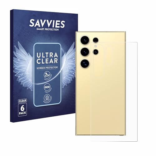 Savvies 6 Stück Schutzfolie für Samsung Galaxy S24 Ultra (Rückseite) Displayschutz-Folie Ultra-Transparent von Savvies