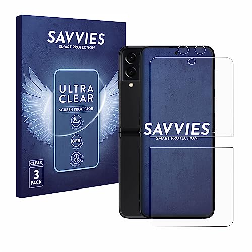 Savvies 6 Stück Schutzfolie für Samsung Galaxy Z Flip 3 5G (Display+Kamera) Displayschutz-Folie Ultra-Transparent von Savvies