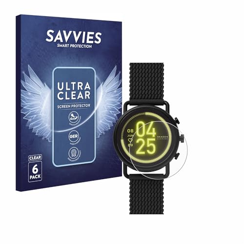 Savvies 6 Stück Schutzfolie für Skagen Smartwatch Falster 3 Displayschutz-Folie Ultra-Transparent von Savvies