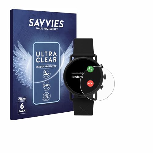 Savvies 6 Stück Schutzfolie für Skagen Smartwatch Falster 3 X by Kygo Displayschutz-Folie Ultra-Transparent von Savvies