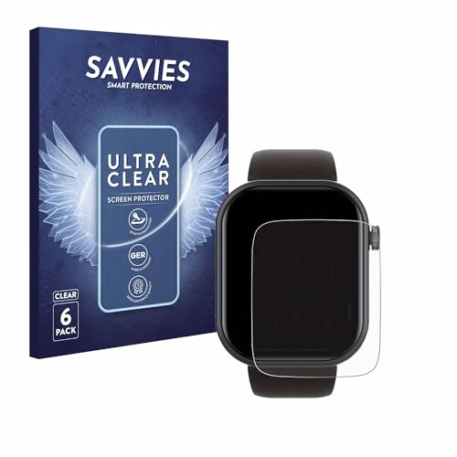 Savvies 6 Stück Schutzfolie für Smartwatch IDW13 1.8" Displayschutz-Folie Ultra-Transparent von Savvies