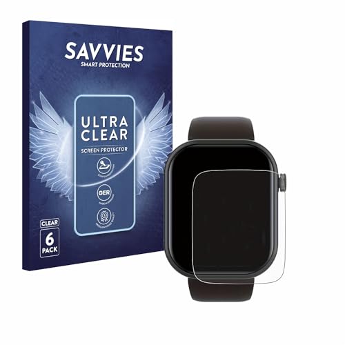 Savvies 6 Stück Schutzfolie für Smartwatch IDW19 1.8" Displayschutz-Folie Ultra-Transparent von Savvies