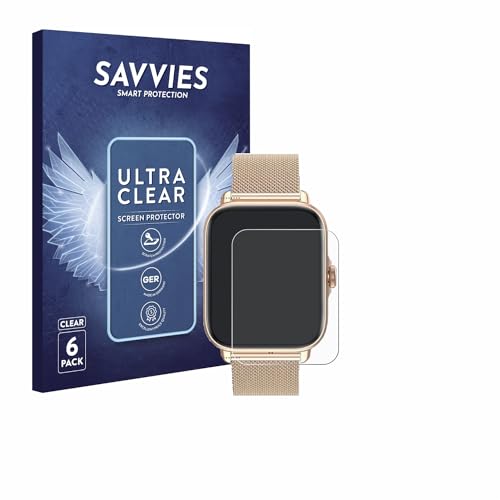 Savvies 6 Stück Schutzfolie für Smartwatch Y22 1.7" Displayschutz-Folie Ultra-Transparent von Savvies