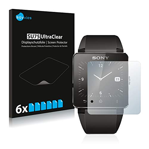 Savvies 6 Stück Schutzfolie für Sony Smartwatch 2 Displayschutz-Folie Ultra-Transparent von Savvies