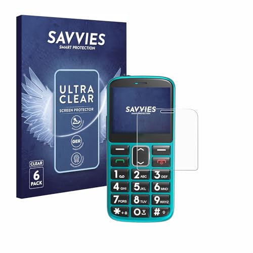 Savvies 6 Stück Schutzfolie für Uleway Seniorenhandy Displayschutz-Folie Ultra-Transparent von Savvies