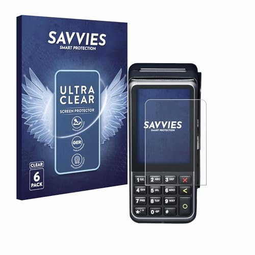 Savvies 6 Stück Schutzfolie für Verifone V400m Displayschutz-Folie Ultra-Transparent von Savvies
