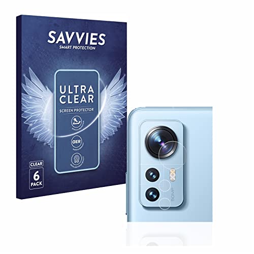 Savvies 6 Stück Schutzfolie für Xiaomi 12 Pro (NUR Kameraschutz) Displayschutz-Folie Ultra-Transparent von Savvies