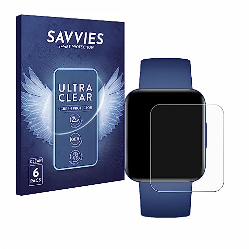 Savvies 6 Stück Schutzfolie für Xiaomi Poco Watch Displayschutz-Folie Ultra-Transparent von Savvies