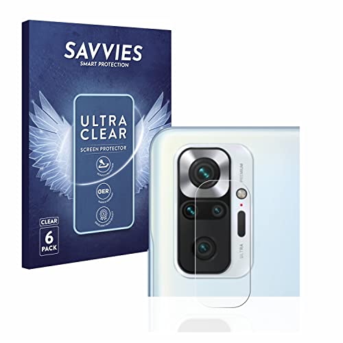 Savvies 6 Stück Schutzfolie für Xiaomi Redmi Note 10 Pro/Max (nur Kamera) Displayschutz-Folie Ultra-Transparent von Savvies