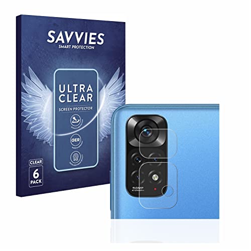 Savvies 6 Stück Schutzfolie für Xiaomi Redmi Note 11 (NUR Kameraschutz) Displayschutz-Folie Ultra-Transparent von Savvies