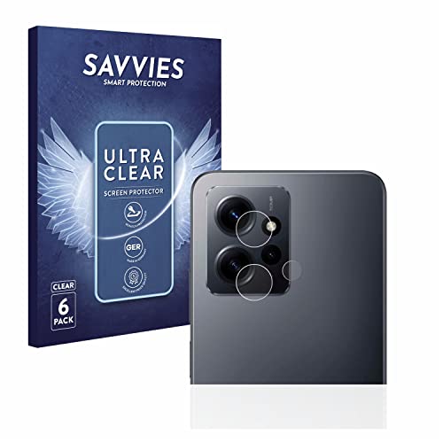 Savvies 6 Stück Schutzfolie für Xiaomi Redmi Note 12 4G (NUR Kameraschutz) Displayschutz-Folie Ultra-Transparent von Savvies