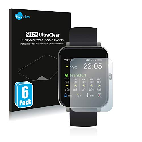 Savvies 6 Stück Schutzfolie für Zagzog Smartwatch 1.54" Displayschutz-Folie Ultra-Transparent von Savvies