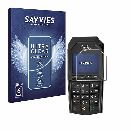 Savvies 6 Stück Schutzfolie für ingenico Lane/3000 (non-touch) Displayschutz-Folie Ultra-Transparent von Savvies