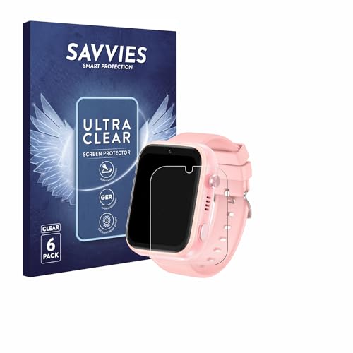 Savvies 6 Stück Schutzfolie für jianyana 4G Kids Smartwatch Displayschutz-Folie Ultra-Transparent von Savvies