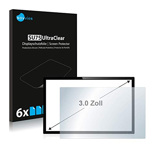 Savvies 6x Schutzfolie 3" für Touch-Panel PCs mit 3,0 Zoll (7.6 cm) [60 x 45 mm, 4:3] Displayschutz-Folie Ultra-Transparent von Savvies