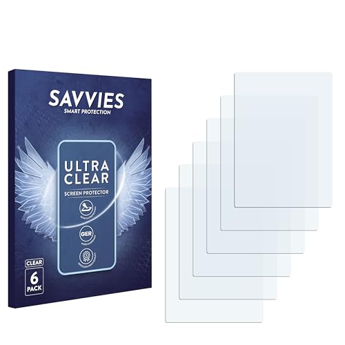 Savvies 6x Schutzfolie 3.5" für Camcorder mit 3,48 Zoll (8.9 cm) [51.1 x 71.1 mm, 3:2] Displayschutz-Folie Ultra-Transparent von Savvies