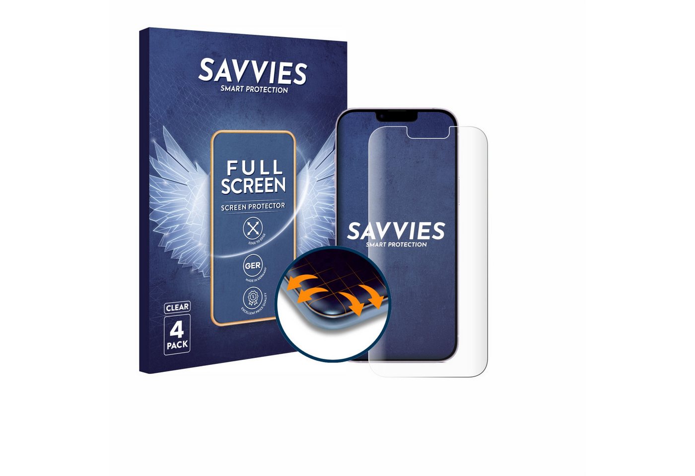 Savvies Displayschutzfolie Fullscreen Schutzfolie für Apple iPhone 14 Plus, 4 Stück, Displayschutz Folie Fullcover Klar Transparent Savvies Displayschutzfolie Fullscreen Schutzfolie für Apple iPhone 14 Plus, 4 Stück, Displayschutz Folie Fullcover Klar Transparent von Savvies