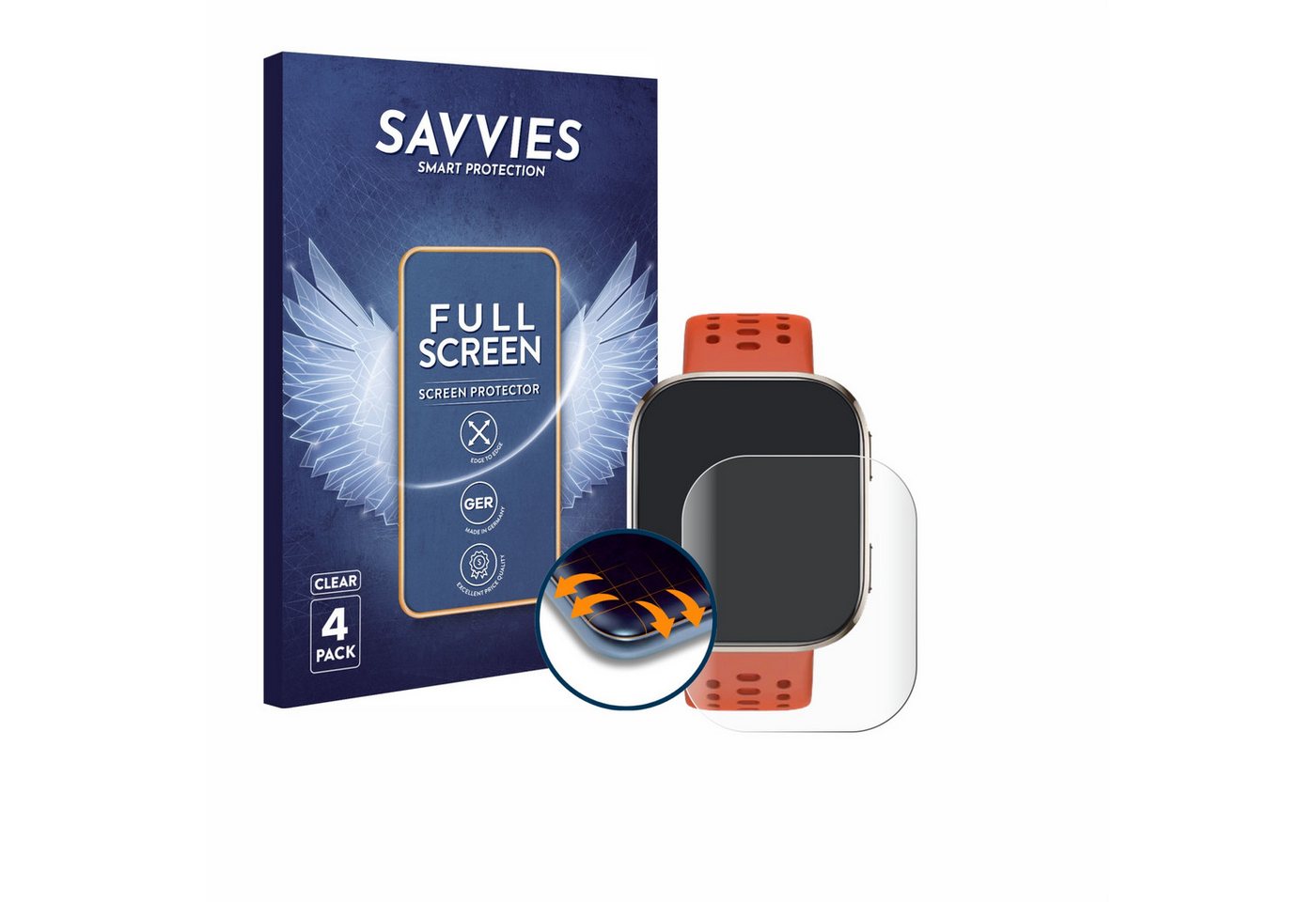 Savvies Displayschutzfolie Fullscreen Schutzfolie für Huami Amazfit Bip 6, 4 Stück, Displayschutz Folie Fullcover Klar Transparent Savvies Displayschutzfolie Fullscreen Schutzfolie für Huami Amazfit Bip 6, 4 Stück, Displayschutz Folie Fullcover Klar Transparent von Savvies