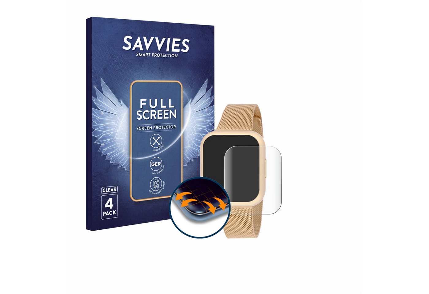 Savvies Displayschutzfolie Fullscreen Schutzfolie für Liu Jo Smartwatch Voice Mini, 4 Stück, 4 Stück, Displayschutz Folie Fullcover Klar Transparent Savvies Displayschutzfolie Fullscreen Schutzfolie für Liu Jo Smartwatch Voice Mini, 4 Stück, 4 Stück, Displayschutz Folie Fullcover Klar Transparent von Savvies
