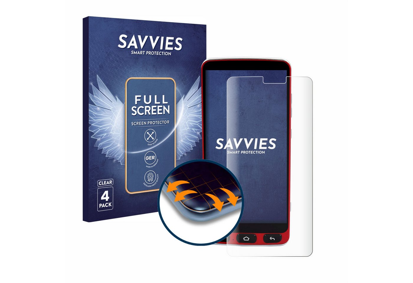 Savvies Displayschutzfolie Fullscreen Schutzfolie für Olympia Neo Smartphone, 4 Stück, Displayschutz Folie Fullcover Klar Transparent Savvies Displayschutzfolie Fullscreen Schutzfolie für Olympia Neo Smartphone, 4 Stück, Displayschutz Folie Fullcover Klar Transparent von Savvies