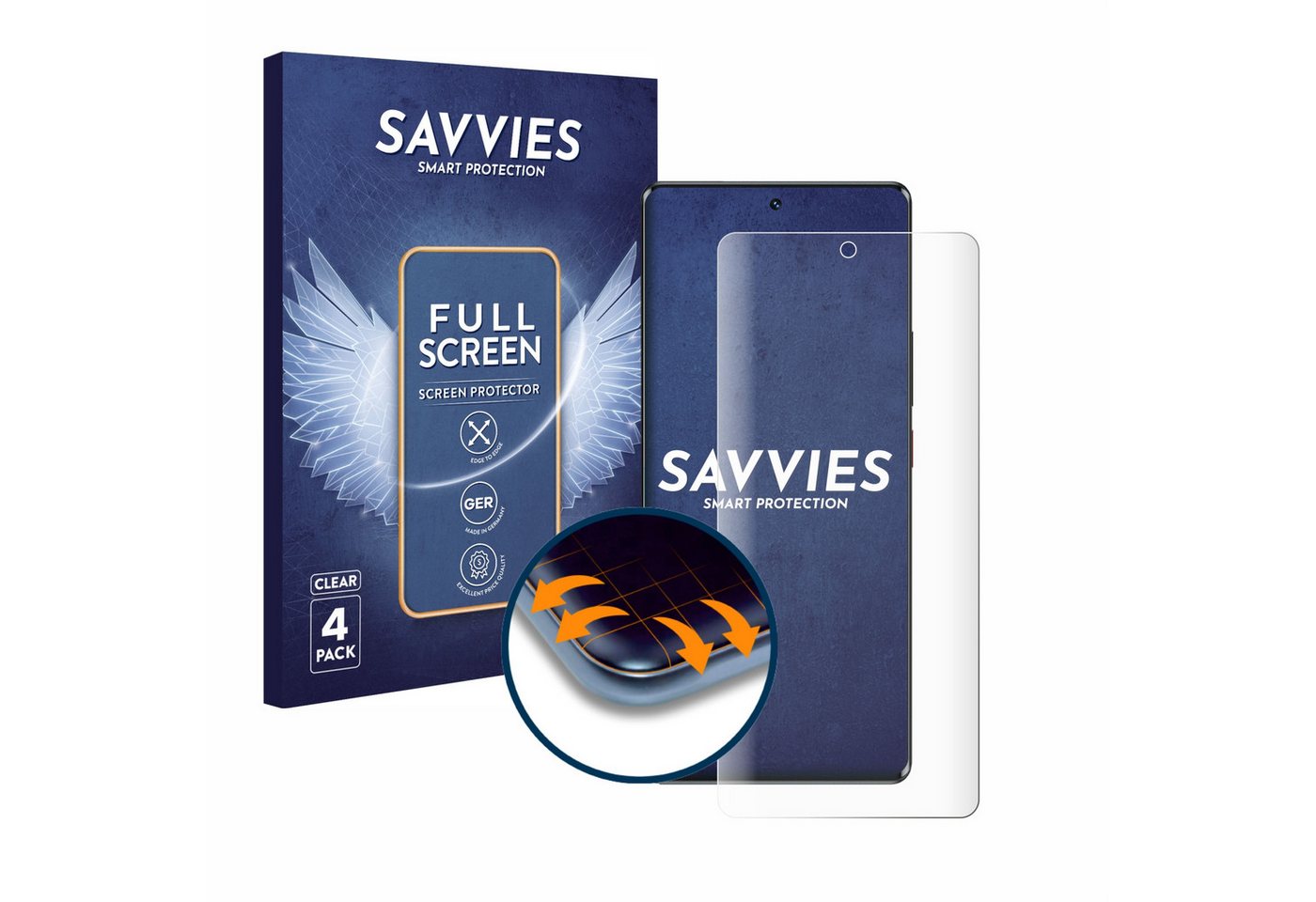 Savvies Displayschutzfolie Fullscreen Schutzfolie für ZTE Blade V50 5G, 4 Stück, 4 Stück, Displayschutz Folie Fullcover Klar Transparent Savvies Displayschutzfolie Fullscreen Schutzfolie für ZTE Blade V50 5G, 4 Stück, 4 Stück, Displayschutz Folie Fullcover Klar Transparent von Savvies