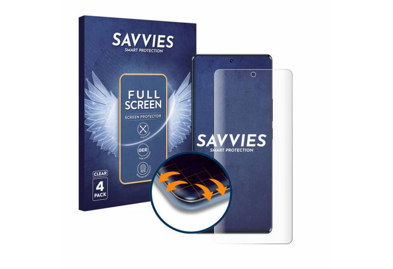 Savvies Displayschutzfolie Fullscreen Schutzfolie für ZTE Blade V50 5G, 4 Stück, 4 Stück, Displayschutz Folie Fullcover Klar Transparent von Savvies