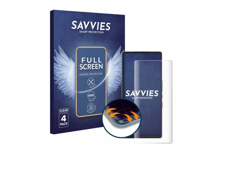 Savvies Displayschutzfolie Fullscreen Schutzfolie für ZTE Nubia Red Magic 10 Air, 4 Stück, Displayschutz Folie Fullcover Klar Transparent von Savvies