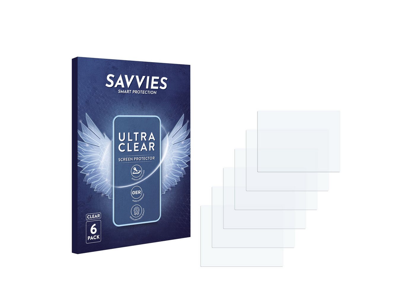 Savvies Displayschutzfolie Schutzfolie für 7.6 cm (3 Zoll) [60 x 45 mm], 6 Stück, Displayschutz Schutz Folie Klar Transparent von Savvies