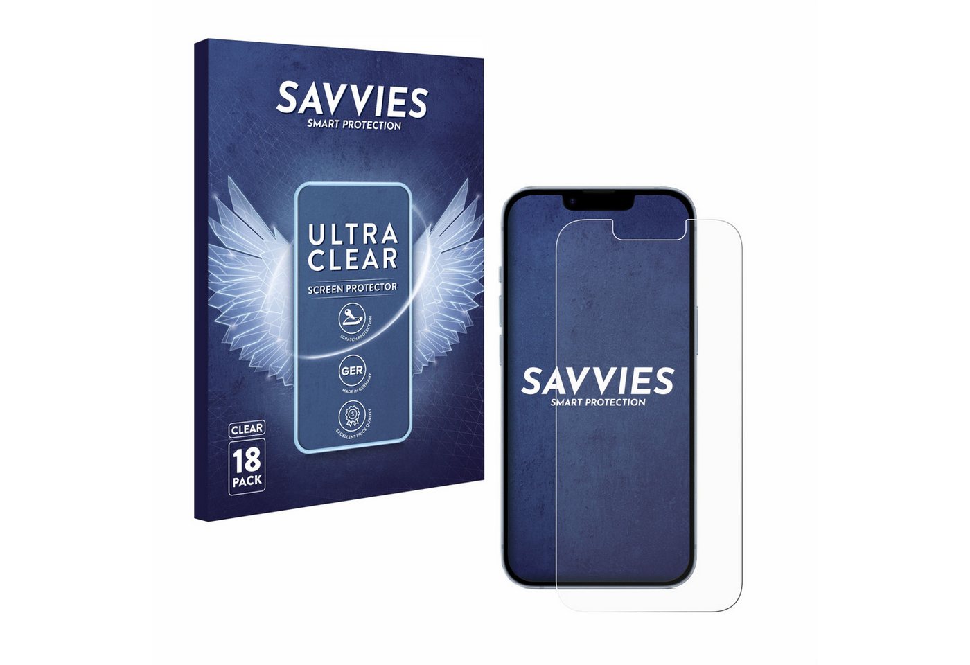 Savvies Displayschutzfolie Schutzfolie für Apple iPhone 14, 18 Stück, Displayschutz Schutz Folie Klar Transparent Savvies Displayschutzfolie Schutzfolie für Apple iPhone 14, 18 Stück, Displayschutz Schutz Folie Klar Transparent von Savvies