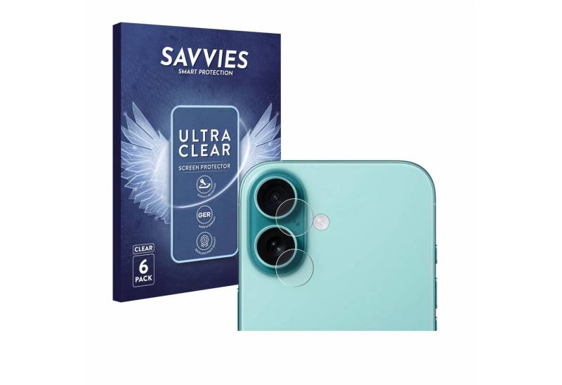 Savvies Displayschutzfolie Schutzfolie für Apple iPhone 16 (NUR Kameraschutz), 6 Stück, Displayschutz Schutz Folie Klar Transparent von Savvies