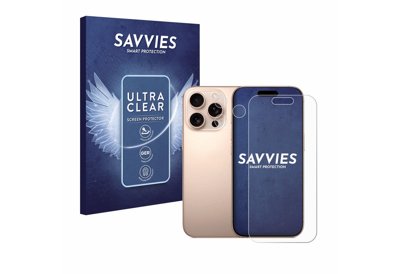 Savvies Displayschutzfolie Schutzfolie für Apple iPhone 16 Pro (Display+Kamera), 18 Stück, Displayschutz Schutz Folie Klar Transparent von Savvies