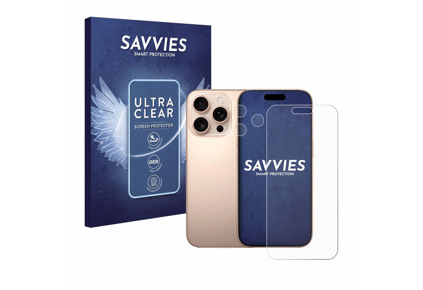 Savvies Displayschutzfolie Schutzfolie für Apple iPhone 16 Pro Max (Display+Kamera), 18 Stück, Displayschutz Schutz Folie Klar Transparent von Savvies