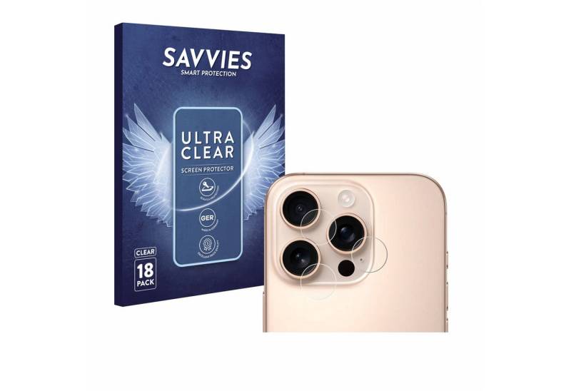 Savvies Displayschutzfolie Schutzfolie für Apple iPhone 16 Pro Max (NUR Kameraschutz), 18 Stück, 18 Stück, Displayschutz Schutz Folie Klar Transparent von Savvies