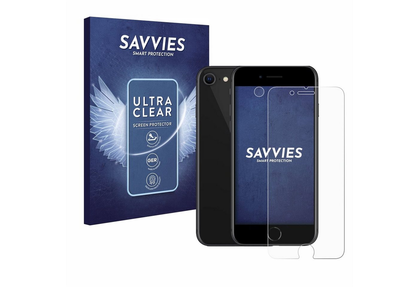 Savvies Displayschutzfolie Schutzfolie für Apple iPhone SE 2 2020 (Display+Kamera), 18 Stück, Displayschutz Schutz Folie Klar Transparent von Savvies