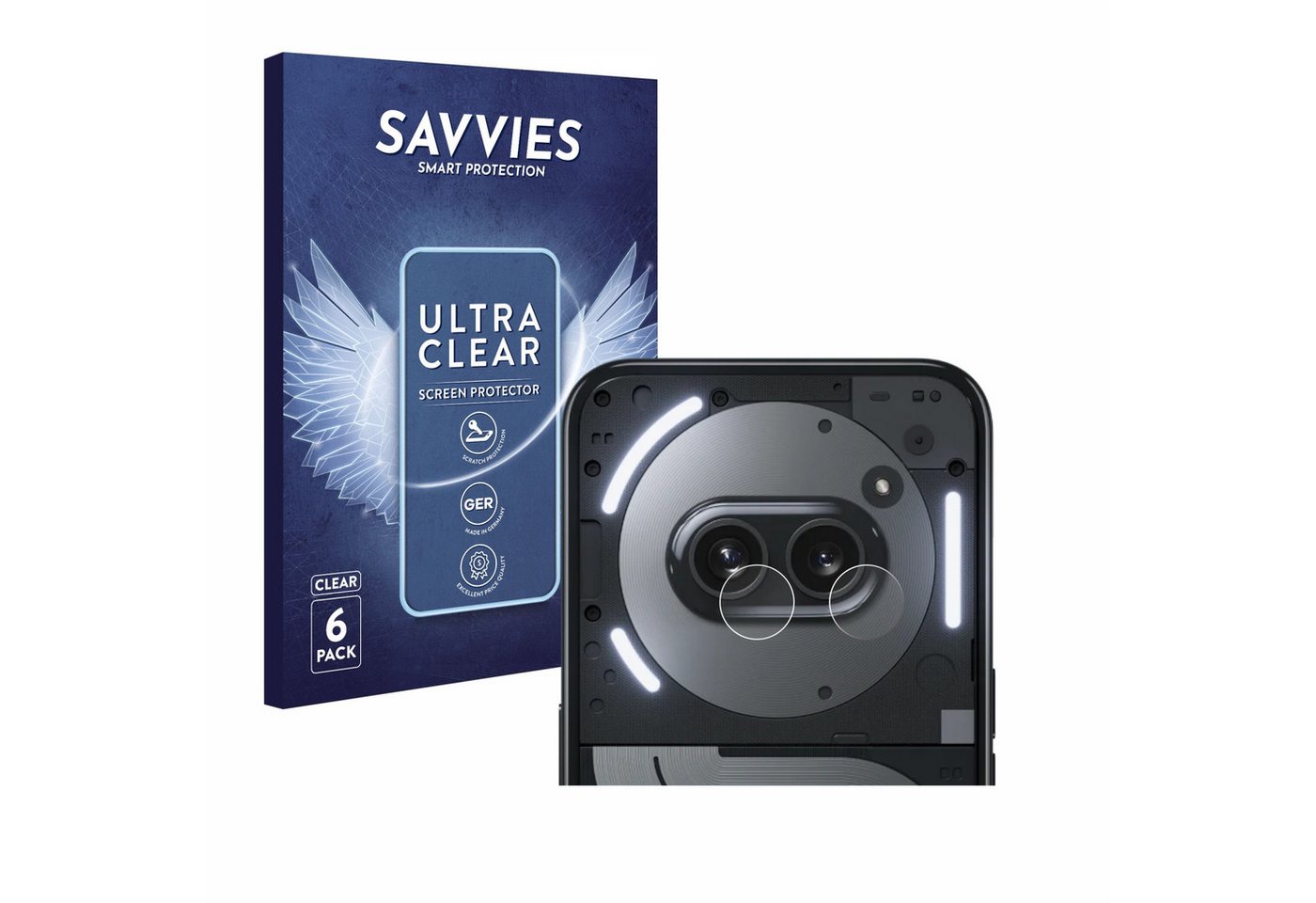 Savvies Displayschutzfolie Schutzfolie für Nothing Phone (2a) Plus (NUR Kameraschutz), 6 Stück, Displayschutz Schutz Folie Klar Transparent von Savvies