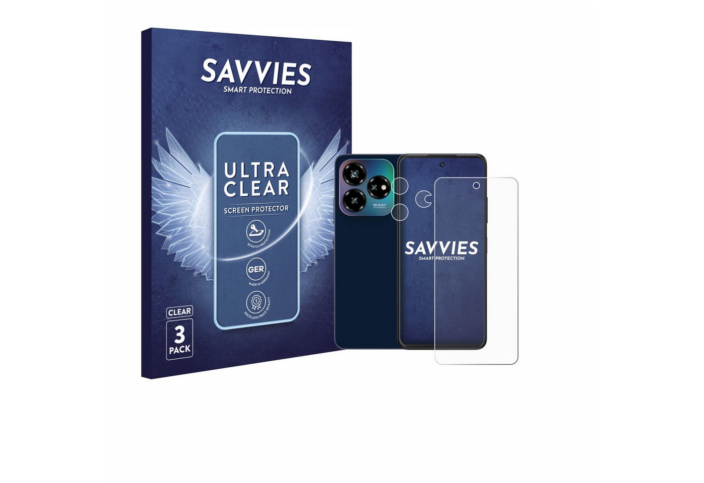 Savvies Displayschutzfolie Schutzfolie für ZTE Blade V60 Vita (Display+Kamera), 6 Stück, Displayschutz Schutz Folie Klar Transparent von Savvies