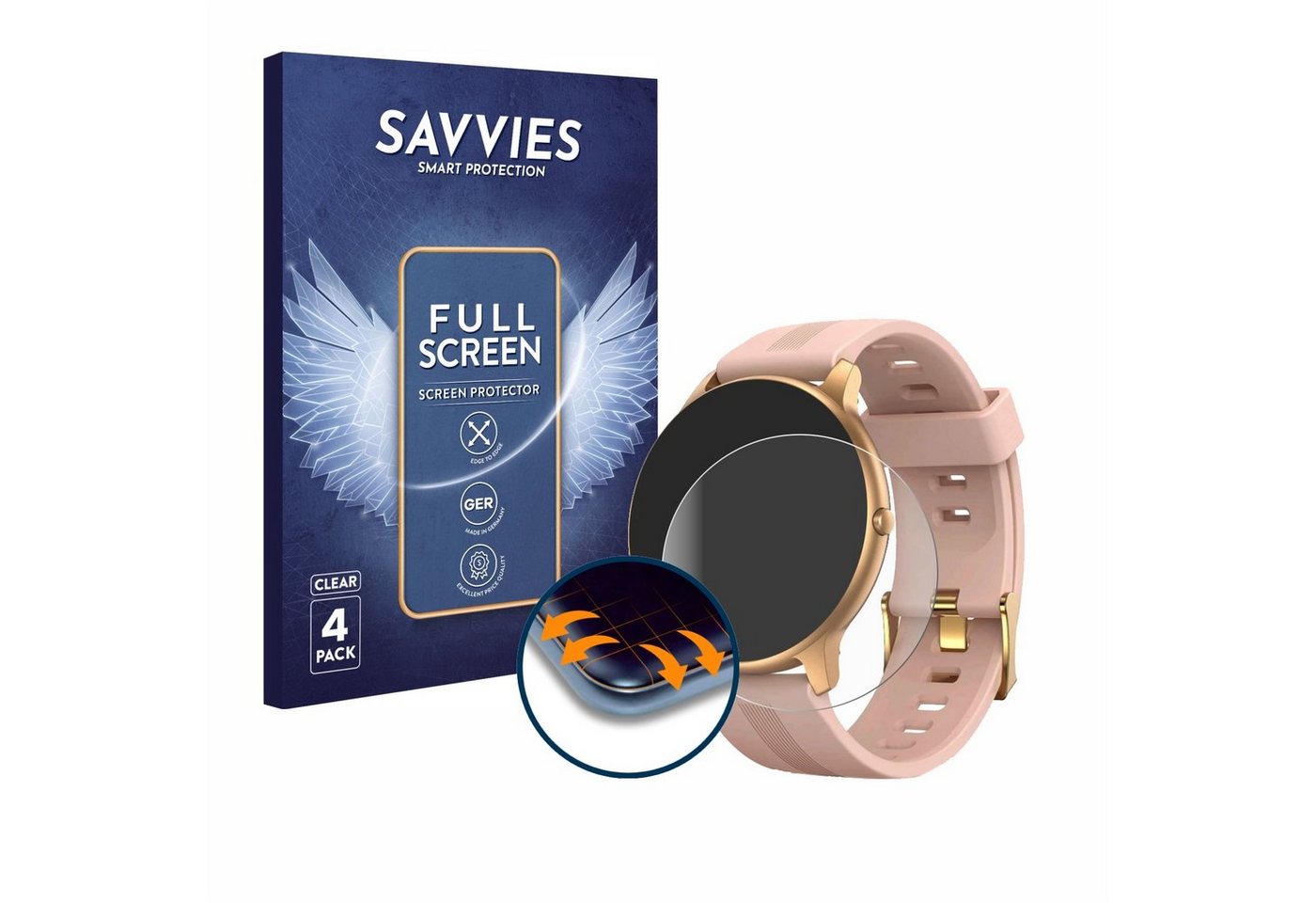 Savvies Full-Cover Schutzfolie für AGPtek LW11, Displayschutzfolie, 4 Stück, 3D Curved klar von Savvies
