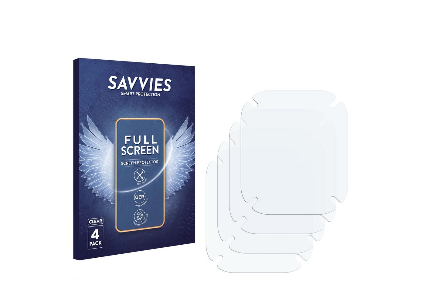 Savvies Full-Cover Schutzfolie für Apple Watch 2014 (38 mm), Displayschutzfolie, 4 Stück, 3D Curved klar von Savvies