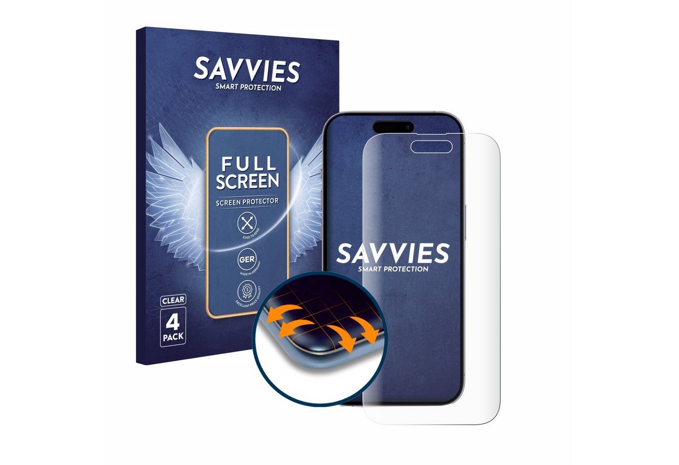 Savvies Displayschutzfolie Fullscreen Schutzfolie für Apple iPhone 14 Pro, 4 Stück, Displayschutz Folie Fullcover Klar Transparent Savvies Displayschutzfolie Fullscreen Schutzfolie für Apple iPhone 14 Pro, 4 Stück, Displayschutz Folie Fullcover Klar Transparent von Savvies