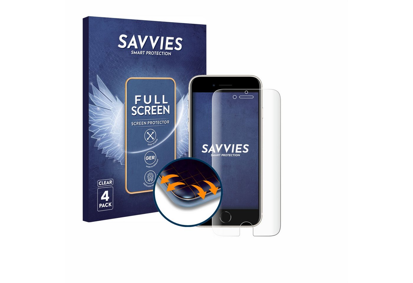 Savvies Displayschutzfolie Fullscreen Schutzfolie für Apple iPhone SE 3 2022, 4 Stück, Displayschutz Folie Fullcover Klar Transparent Savvies Displayschutzfolie Fullscreen Schutzfolie für Apple iPhone SE 3 2022, 4 Stück, Displayschutz Folie Fullcover Klar Transparent von Savvies