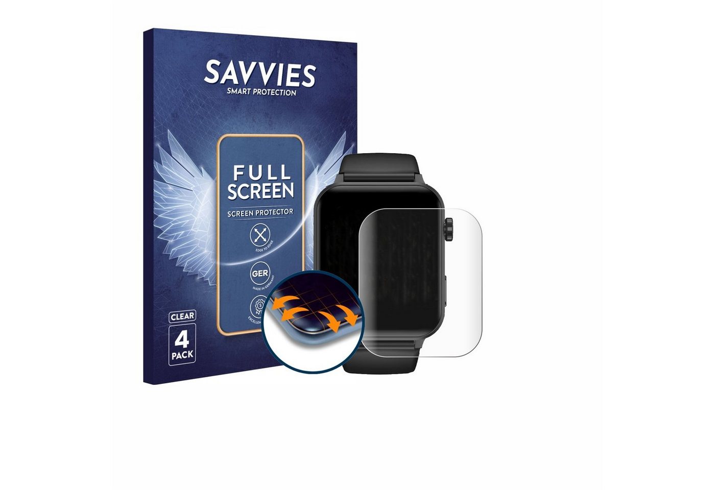 Savvies Full-Cover Schutzfolie für Blackview BV-R30 Pro, Displayschutzfolie, 4 Stück, 3D Curved klar von Savvies