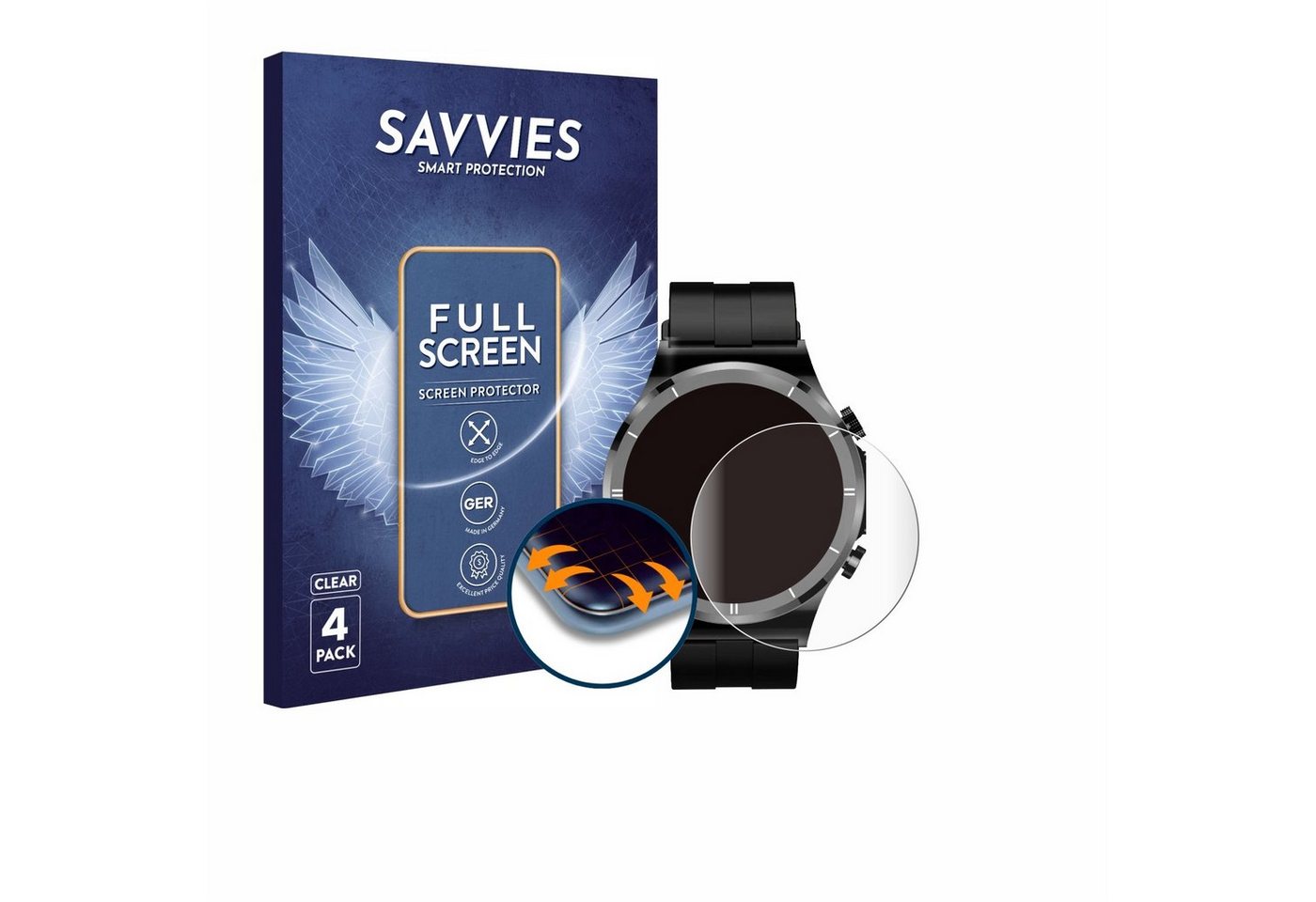 Savvies Full-Cover Schutzfolie für DekeFit T30 (1.39), Displayschutzfolie, 4 Stück, 3D Curved klar von Savvies