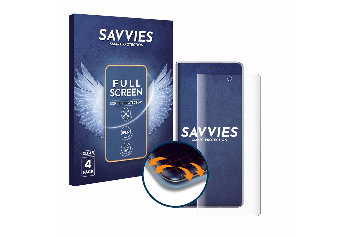 Savvies Full-Cover Schutzfolie für Honor Magic V2, Displayschutzfolie, 4 Stück, 3D Curved klar von Savvies