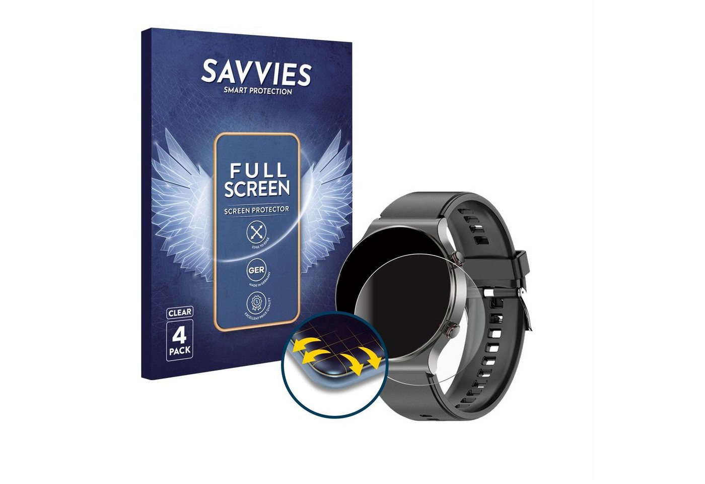 Savvies Full-Cover Schutzfolie für Kardena Care Pro 2, Displayschutzfolie, 4 Stück, 3D Curved klar von Savvies