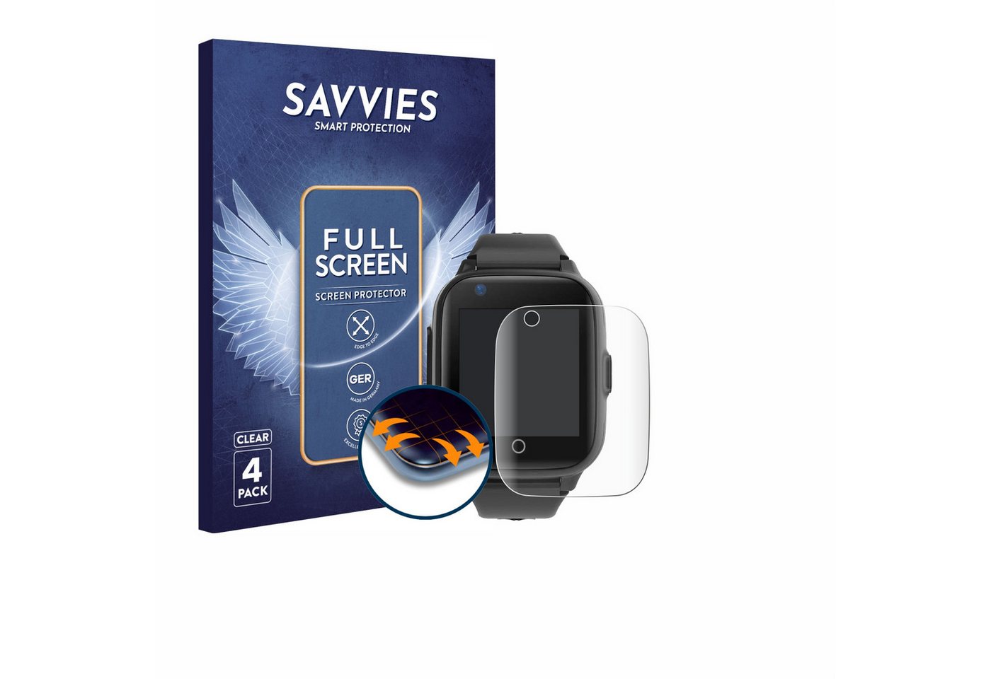 Savvies Full-Cover Schutzfolie für Leotec Kids Allo Plus 4G, Displayschutzfolie, 4 Stück, 3D Curved klar von Savvies