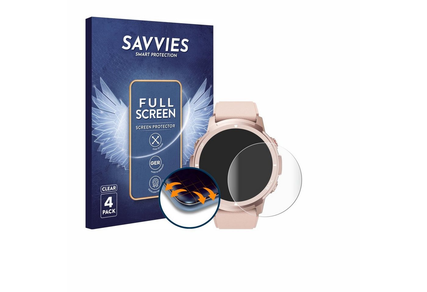 Savvies Full-Cover Schutzfolie für Llkboha S52 (1,39), Displayschutzfolie, 4 Stück, 3D Curved klar von Savvies