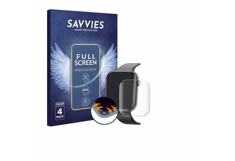 Savvies Full-Cover Schutzfolie für Mingtawn Smartwatch 1.85, Displayschutzfolie, 4 Stück, 3D Curved klar" von Savvies
