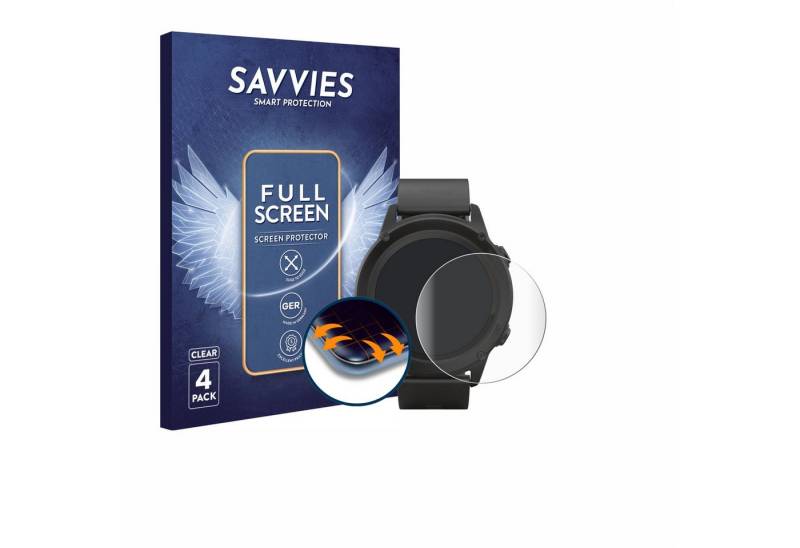 Savvies Full-Cover Schutzfolie für SilverCrest Fitness-Smartwatch, Displayschutzfolie, 4 Stück, 3D Curved klar von Savvies