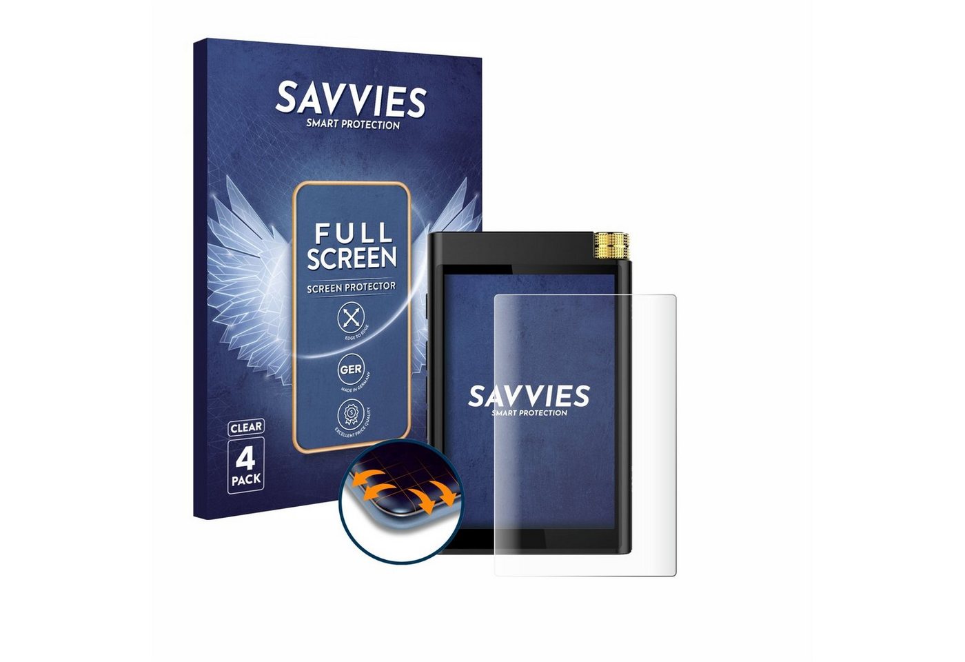 Savvies Full-Cover Schutzfolie für Surfans F28, Displayschutzfolie, 4 Stück, 3D Curved klar von Savvies