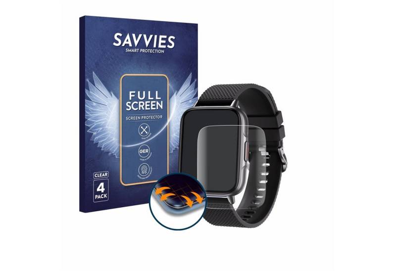 Savvies Full-Cover Schutzfolie für Tisoutec Smartwatch 1.7, Displayschutzfolie, 4 Stück, 3D Curved klar" von Savvies